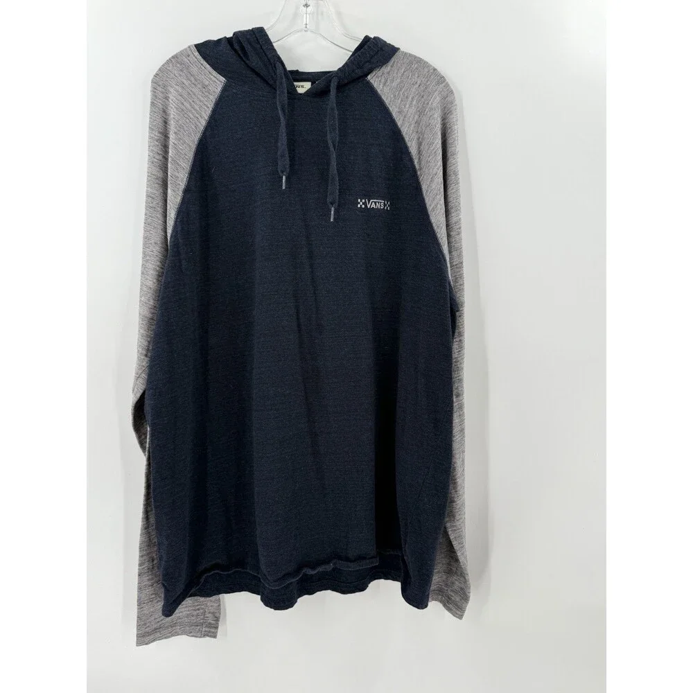 VANS Mens XXL Blue Oversized 100% Cotton Hoodie Skater Sports Sweatshirt EUC